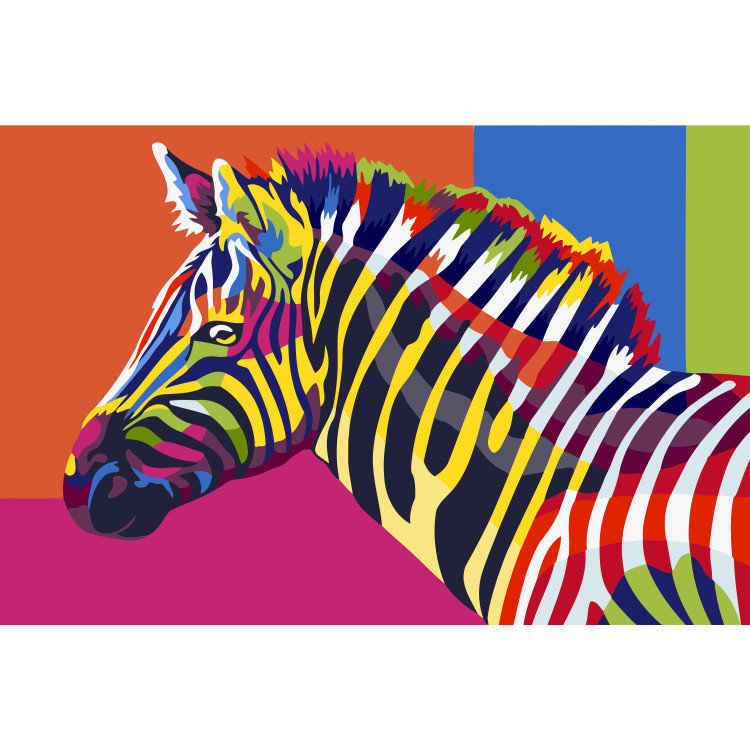 Wizardi painting by number kit.  Rainbow Zebra 29,7x21cm WA4107