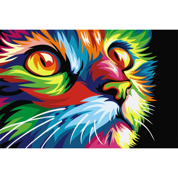 Wizardi painting by number kit. Rainbow Cat  29,7x21cm WA4108