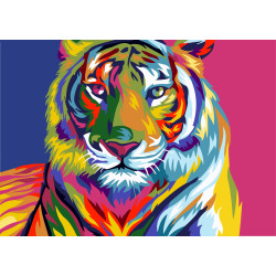 Wizardi painting by number kit. Rainbow Tiger  29,7x21cm WA4110