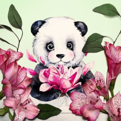 Panda and Flowers WD2341