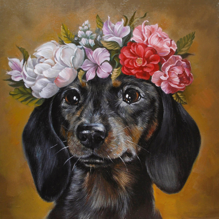 Dachshund in Flowers 38x38 cm WD2465