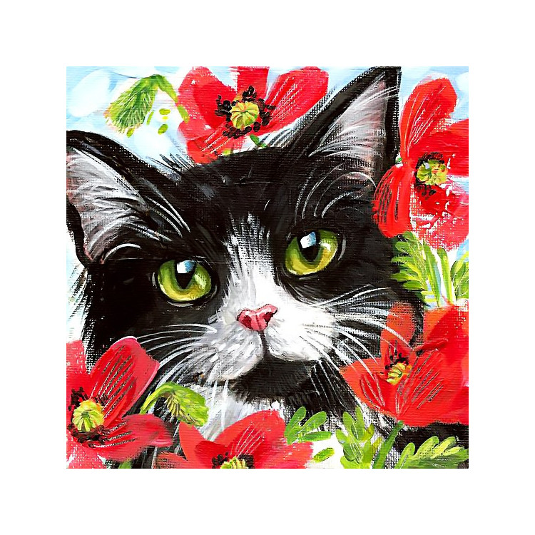 Cat in Flowers WD292