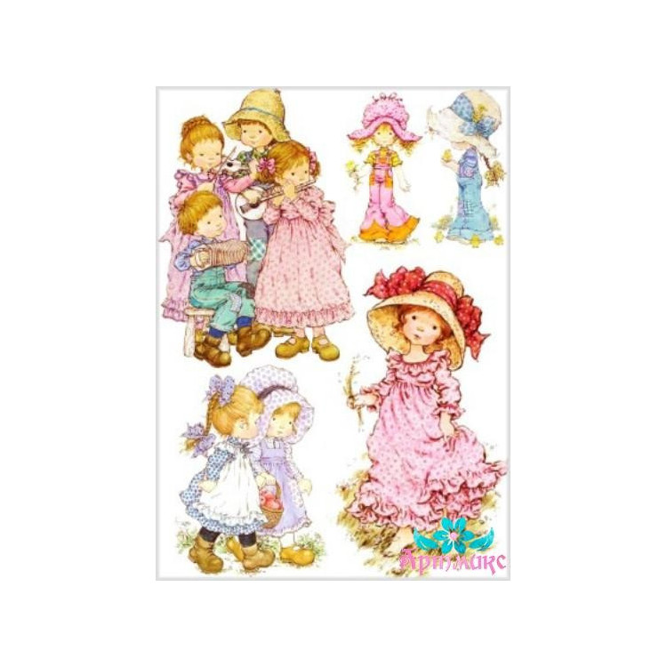 Rice card for decoupage "Children in the village No. 4" 21x29 cm AM400049D