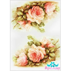 Rice card for decoupage "Delicate roses No. 1" 21x29 cm AM400115D