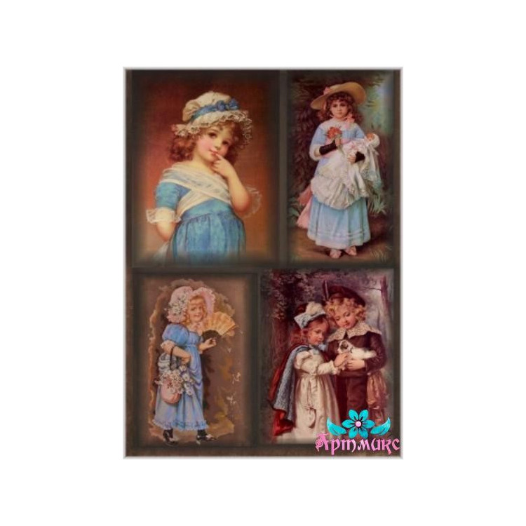 Rice card for decoupage "Children-old pictures" 21x29 cm AM400116D