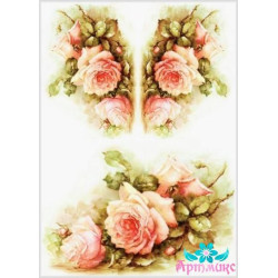 Rice card for decoupage "Delicate roses No. 2" 21x29 cm AM400117D