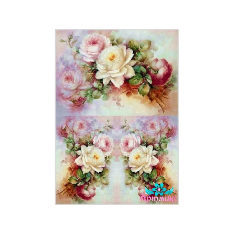 Rice card for decoupage "Delicate roses No. 6" 21x29 cm AM400121D