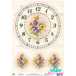 Rice card for decoupage "Vintage motives, dial with violet number 1" size: 21*30 cm  AM400412D