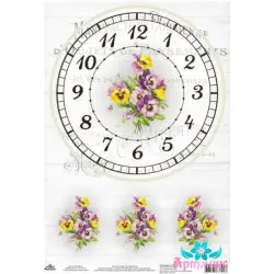 Rice card for decoupage "Vintage motives, dial with violet number 2" AM400413D