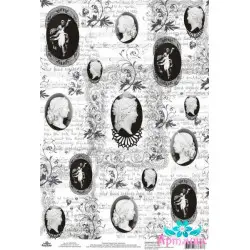 Рисовая карта для декупажа "Монохром, Камеи" размер: 21*30 см AM400472D
