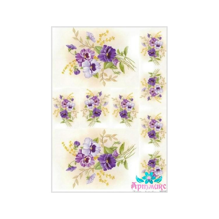 Rice card for decoupage "Forget-me-nots No. 4" 21x29 cm. AM400142D