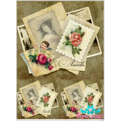 Rice card for decoupage "Love, retro postcards" 21x29 cm AM400149D