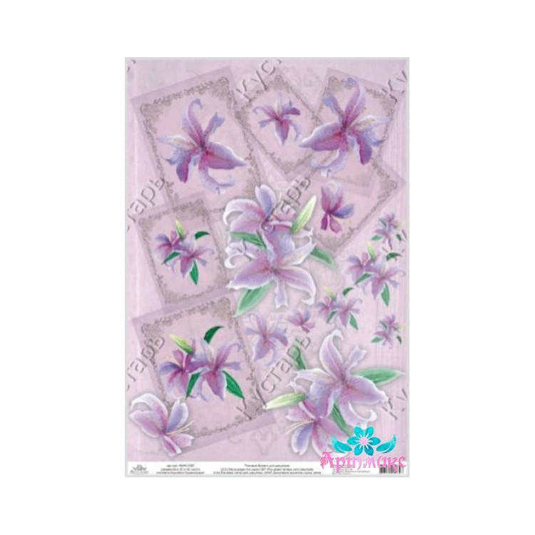 Rice card for decoupage "Lilies with frames" 21x29 cm AM400155D