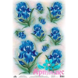 Rice card for decoupage "Blue Irises" 21x29 cm AM400171D