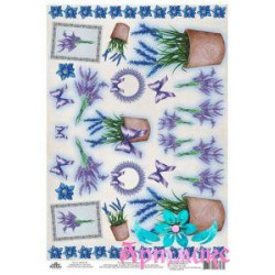 Rice card for decoupage "Lavender in pots" 21x29 cm AM400184D