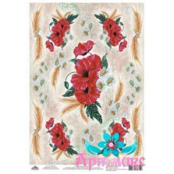 Rice card for decoupage "Poppies with ears" AM400188D