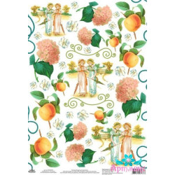 Rice card for decoupage old motives "Girls, hydrangeas, peaches" AM400233D