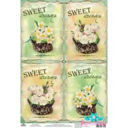 Rice card for decoupage "Sweet flowers", 21x30 cm AM400250D