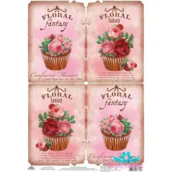 Rice card for decoupage "Sweet roses shabby chic" size: 21*30 cm AM400256D