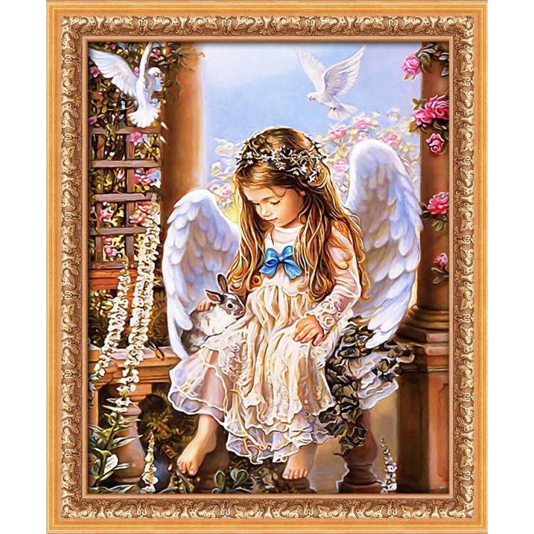 Diamond painting kit "Angel with a rabbit" 40*50 cm AM4027