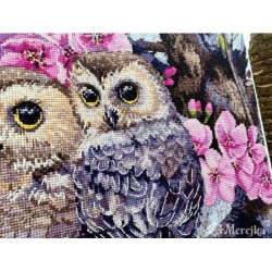 Two Owls in Spring Blossom 38x29 cm SK228