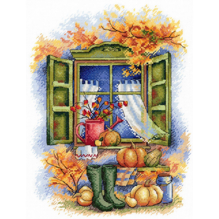 Cross stitch kit "Autumn is on the doorstep" 26x19 cm SNV-784