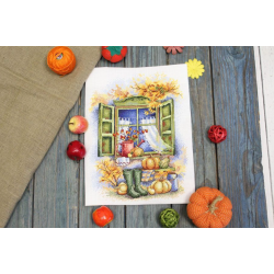 Cross stitch kit "Autumn is on the doorstep" 26x19 cm SNV-784