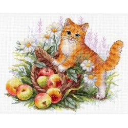 Cross stitch kit "Red cat gardener" SNV-841