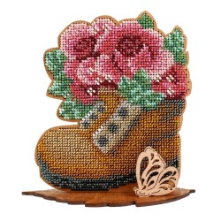 Cross-stich on wooden base "Garden beauty" SO-097