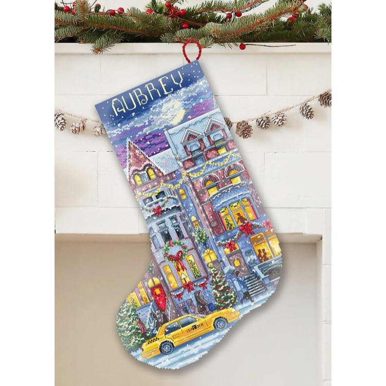 Winter Townhouse Stocking  24,5x37cm SLETIL8085