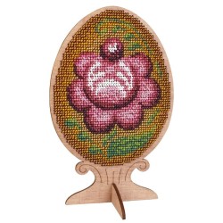 Cross-stich on wooden base "Beaded egg. Gorodets painting" SO-111