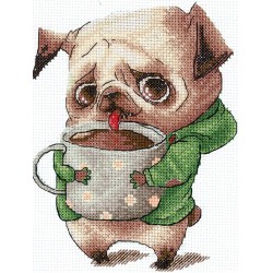 Cross-stitch kit "Coffee lovers. Pug" SANK-63