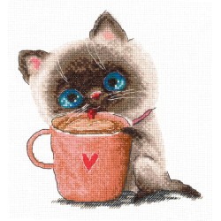 Cross-stitch kit "Coffee lovers. Cat" SANK-64