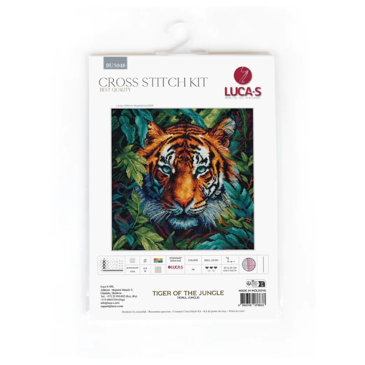 Cross Stitch Kit  Tiger of the Jungle 27x27cm SBU5048