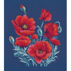 Cross stitch kit "Poppies on blue" S1598