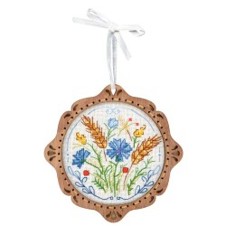 Cross-stich on wooden base "Miniature. Meadow bouquet" SO-092