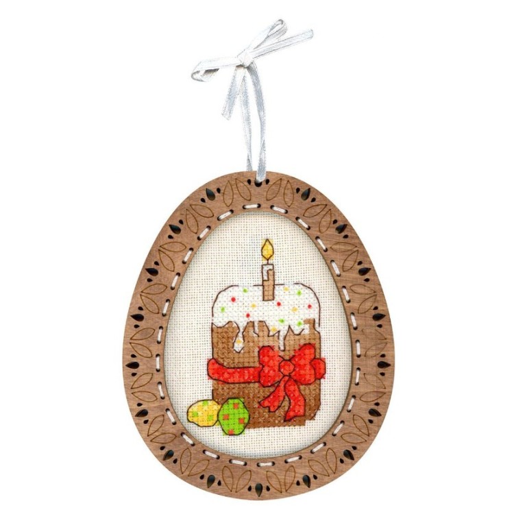 Cross-stich on wooden base "Miniature. Easter composition" SO-094