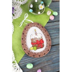 Cross-stich on wooden base "Miniature. Easter composition" SO-094