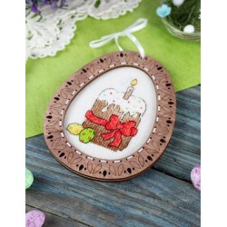 Cross-stich on wooden base "Miniature. Easter composition" SO-094