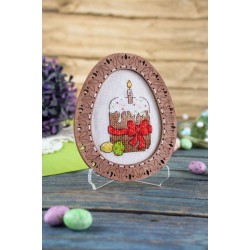 Cross-stich on wooden base "Miniature. Easter composition" SO-094