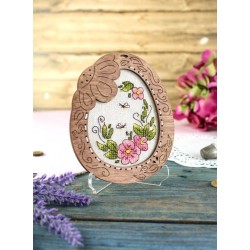 Cross-stich on wooden base "Miniature. Tender Flowers" SO-095