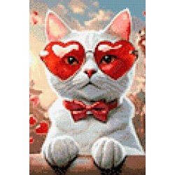 Diamond Painting kit "Romantic cat" 20x30 cm WD3071