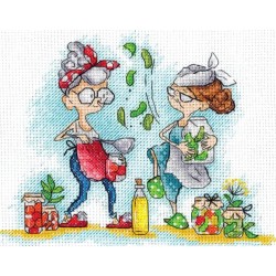 Cross stitch kit "Grannies with pickles" SANB-18