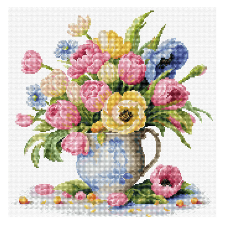 Cross Stitch Kit  Tulips Bouquet 26x26,5cm SB7034