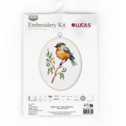 Cross Stitch Kit with Hoop Included  Bird On The Branch 8x10,5cm SBC106