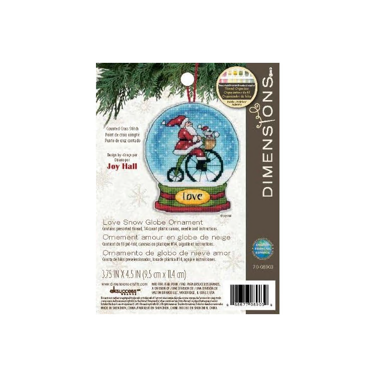 Cross stitch kit Love Snow Globe Ornament 9,5 x 11,4 cm D70-08903