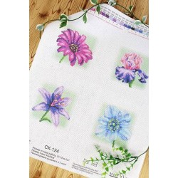 Aida 14 canvas with printed pattern "Flowers" SSK-124