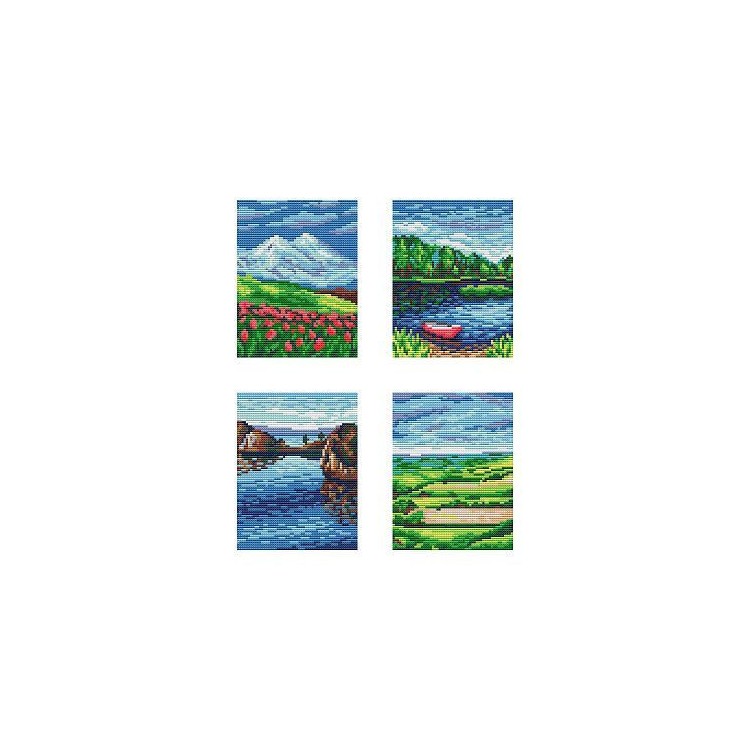 Aida 14 canvas with printed pattern "Landscapes" SSK-127