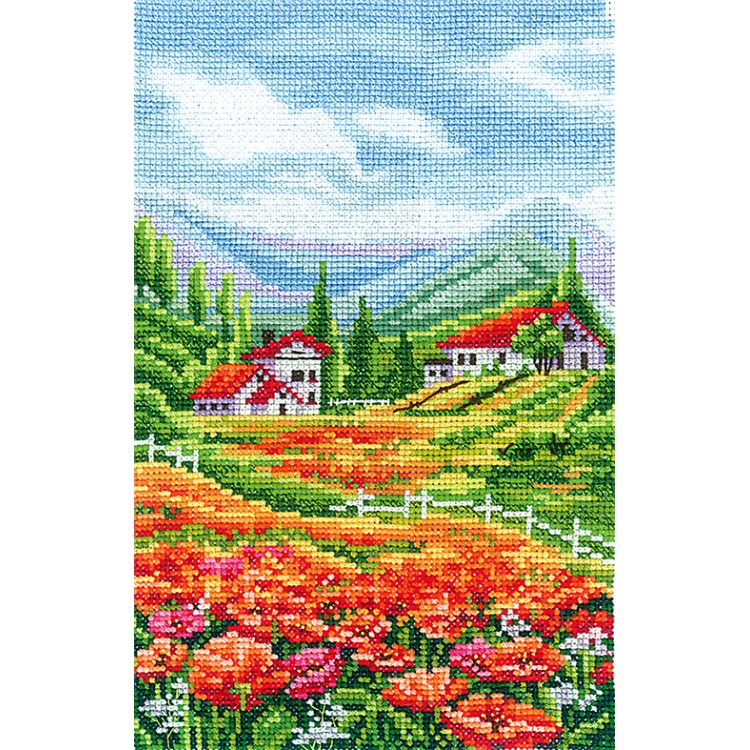 Cross stitch kit "Landscape with poppies" SANP-66