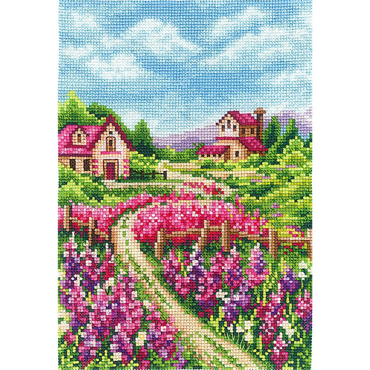 Cross stitch kit "Landscape with lupines" SANP-67